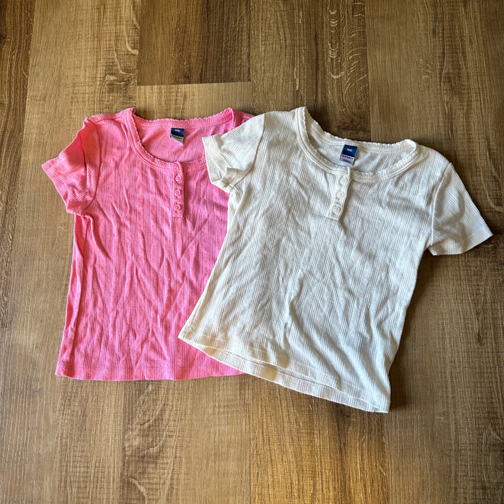 Old Navy Pink & White Knit Top Bundle -‎ Girls size M (8)